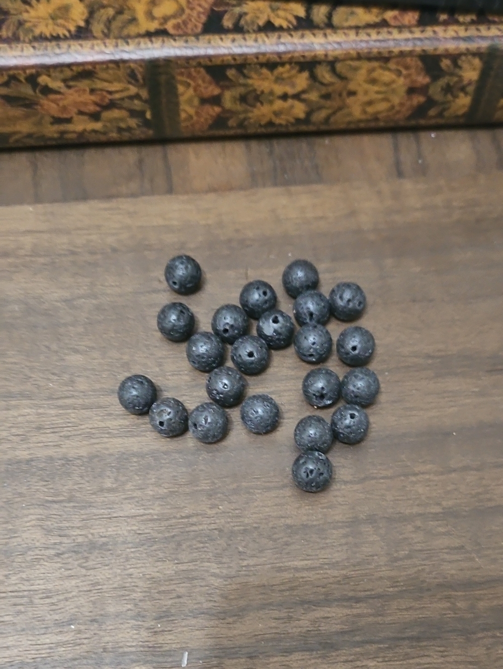 Round Black Lava Stone Beads